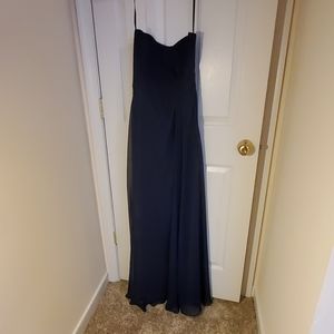 Navy strapless gown